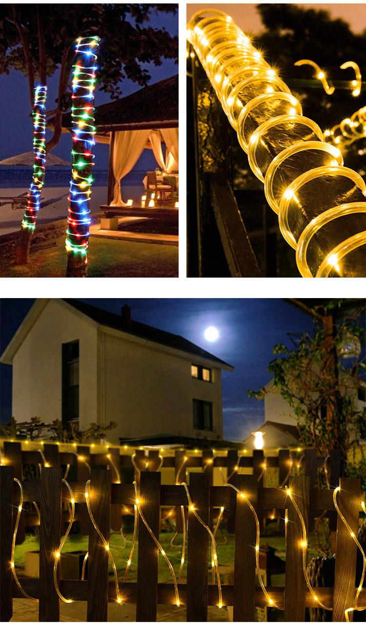 工厂现货led太阳能管子灯串 铜线灯管子灯pvc彩虹管庭院装饰灯