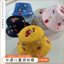 韩版儿童帽子儿童盆帽 芝麻街卡通印花渔夫帽男女童时尚遮阳帽