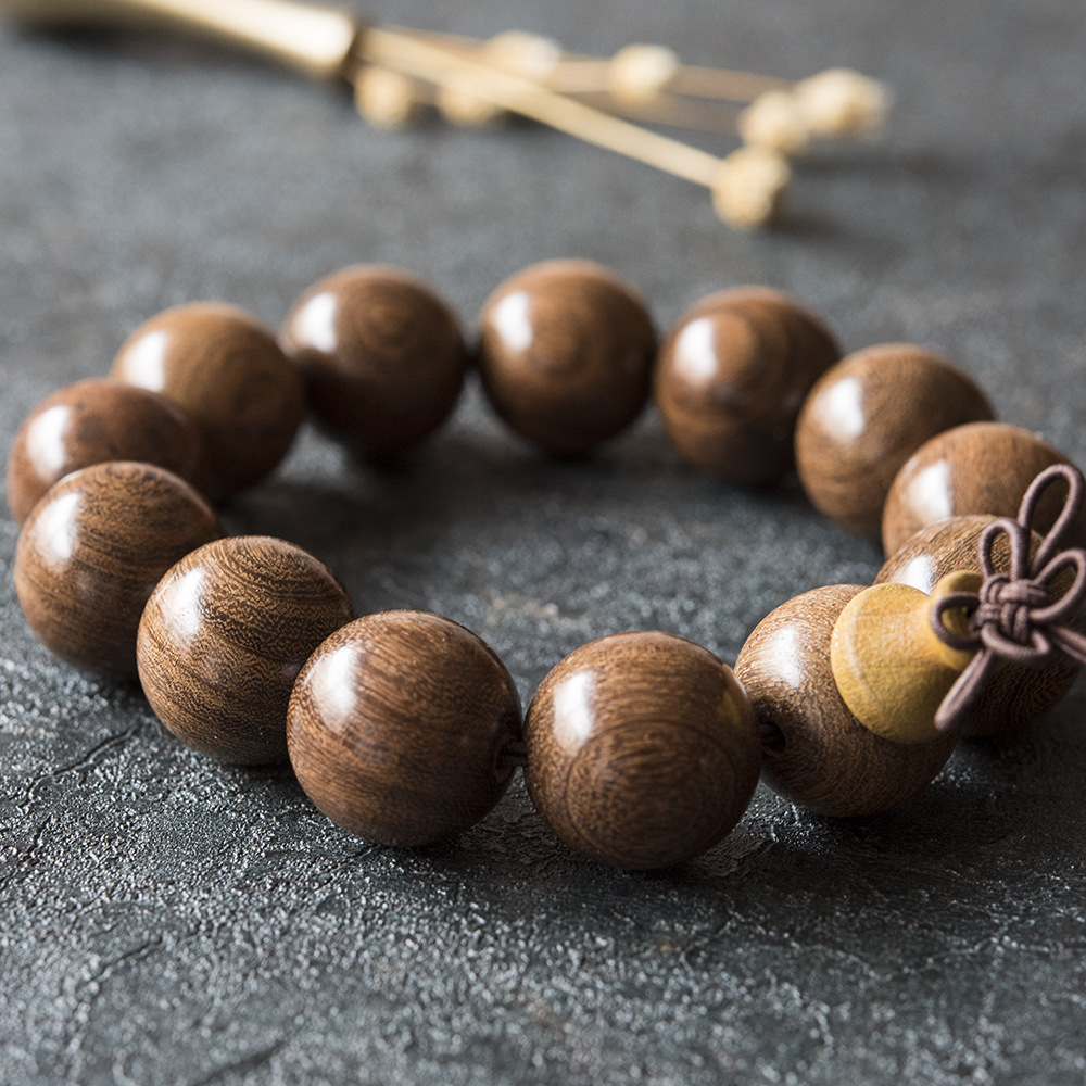 紫光檀108颗金丝檀木佛珠手串寺庙结缘礼品念珠男女情侣款厂家