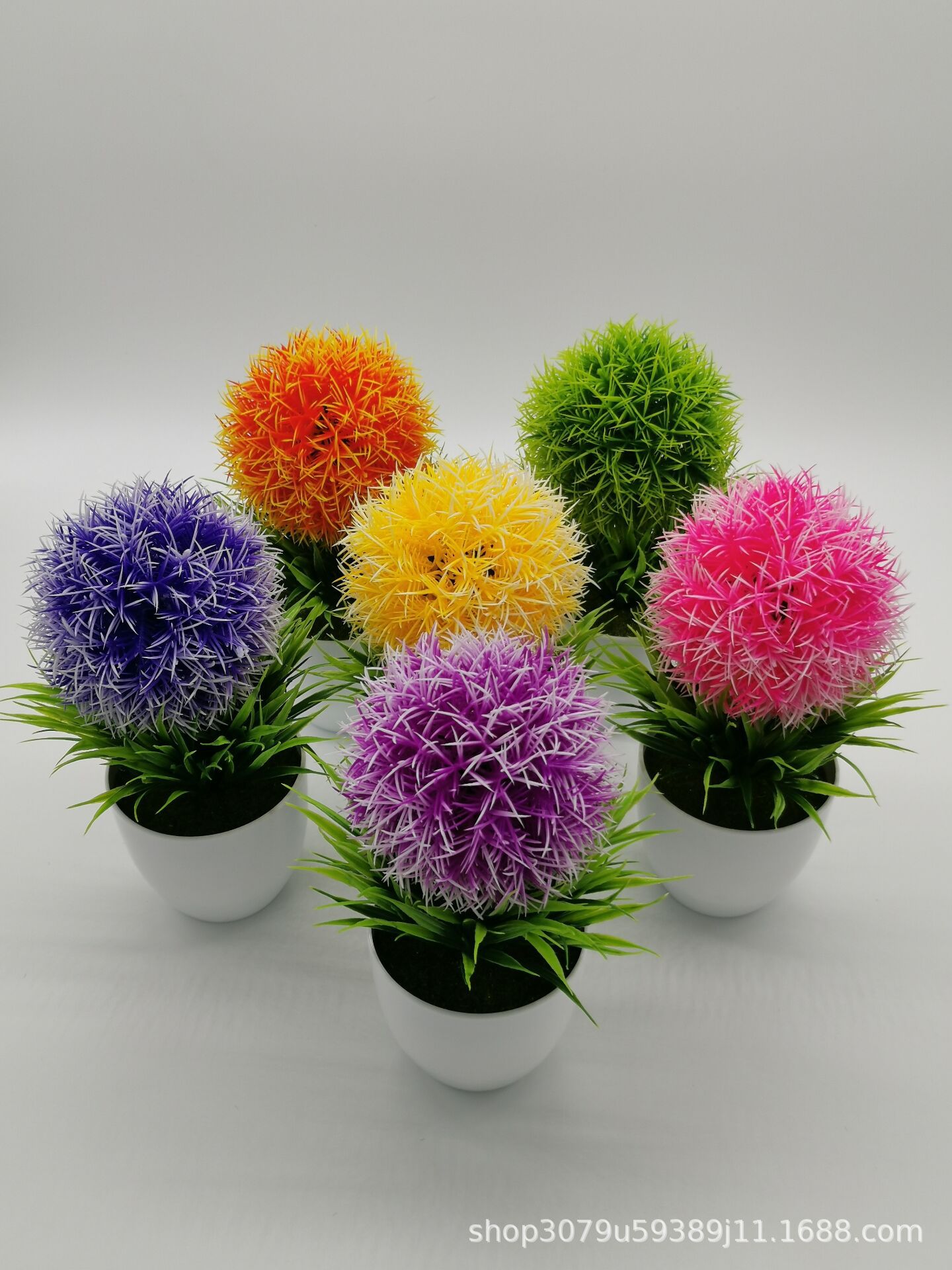 仿真花盆栽春草金鱼草球塑料花绿植假花盆栽小树盆景花卉装饰摆件