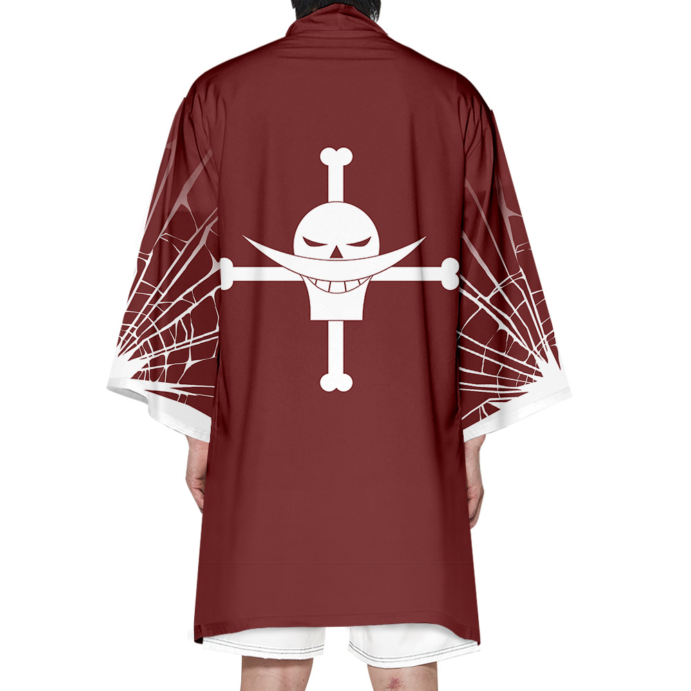 跨境新款动漫海贼王长款披风和服 中长袖印花男女和服外套可定制