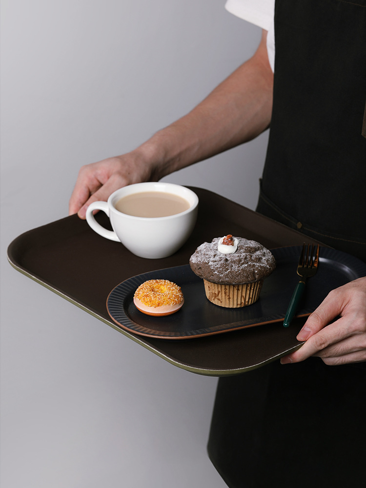 塑料长方形圆形防滑餐饮托盘快餐店酒店餐厅ktv上菜大号钢化托盘