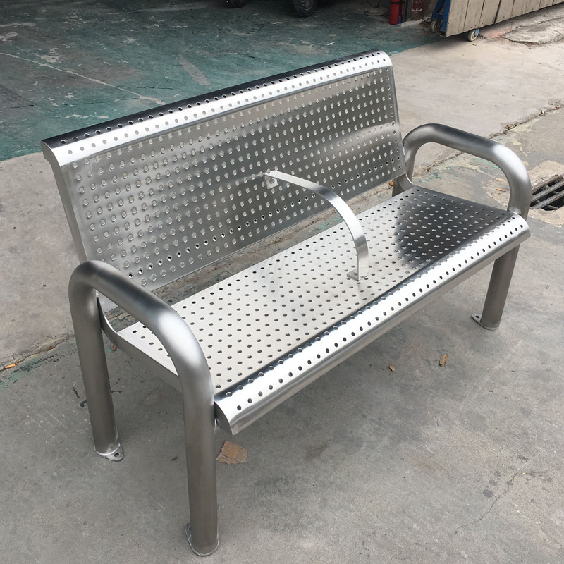 供应不锈钢座椅创意不锈钢坐凳户外休闲靠背椅304#不锈钢公园椅