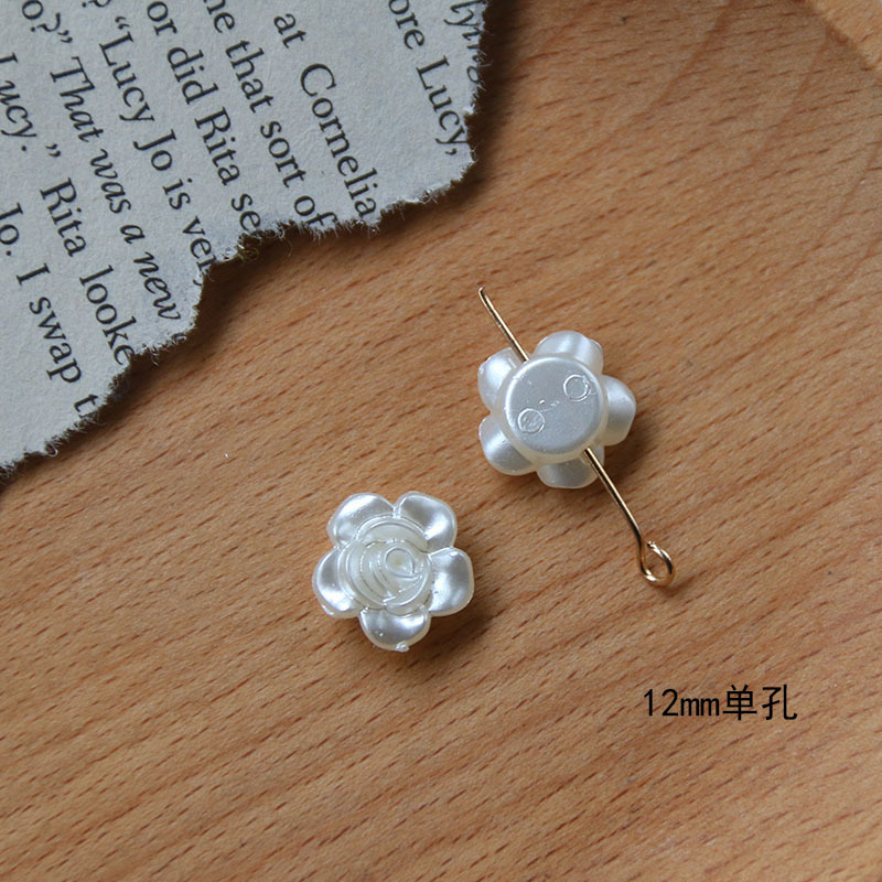 Flower Acrylic Perforated Accessories DIY Handmade Earrings Headdress Button Imitation Pearl Silver White Rose Camellia Buckle