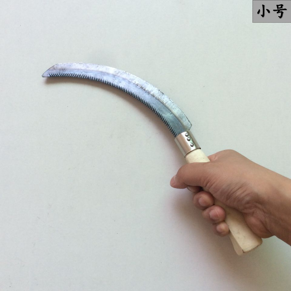木柄锯镰禾镰稻谷收割镰刀扎篾割刀割网割胶月牙镰刀镰子农用工具