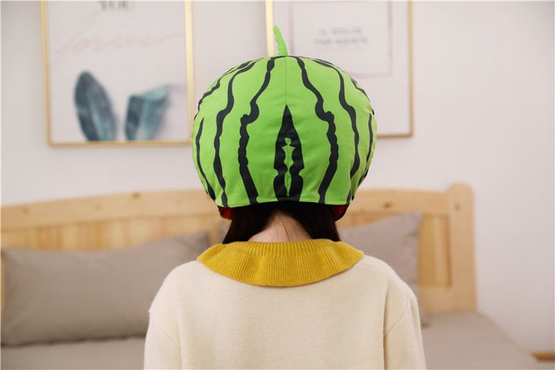 批发 可爱毛绒 西瓜头套 西瓜帽子 拍照道具写真道具毛绒头套