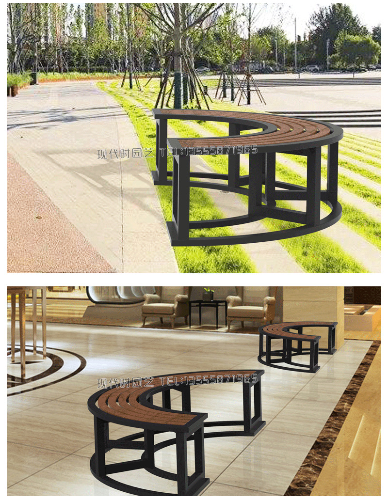 弧形pvc景观环树圆形组合拼接座椅/树围小区公园商业街景观休息凳
