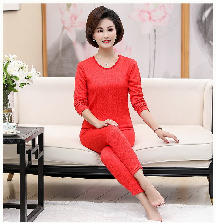 秋衣秋裤中老年女装黄金绒保暖内衣套装妈妈装大码上衣裤子两件套