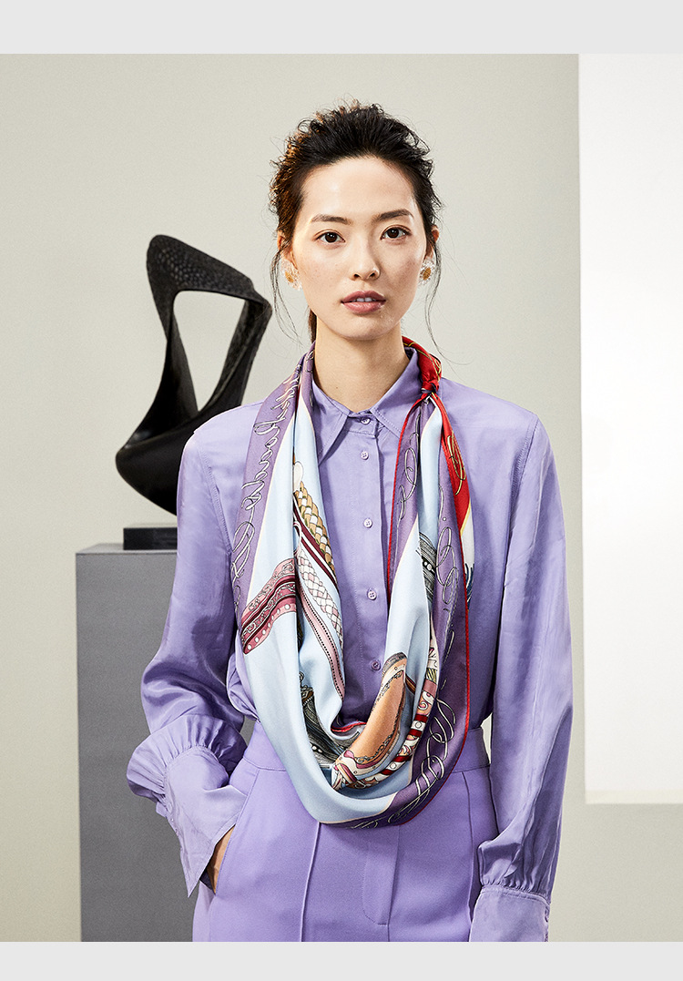 wensli/万事利 桑蚕丝女士丝巾两用披肩 双面印花大方巾-驼鞍