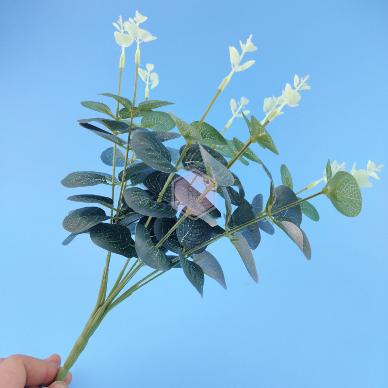 厂家直销ins北欧金钱叶尤加利草仿真花家居装饰婚庆植物墙假花