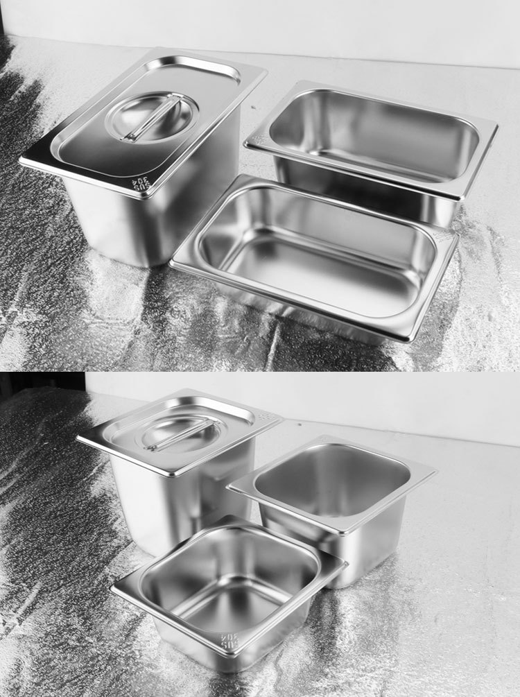 厂家直销304不锈钢份数盆食堂带盖食物盆酒店加厚多用方形盆批发