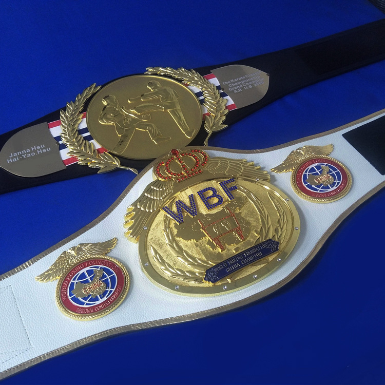 散打泰拳腰带武林风拳王金腰带定 制金属腰带wbc wbf金腰带定 制