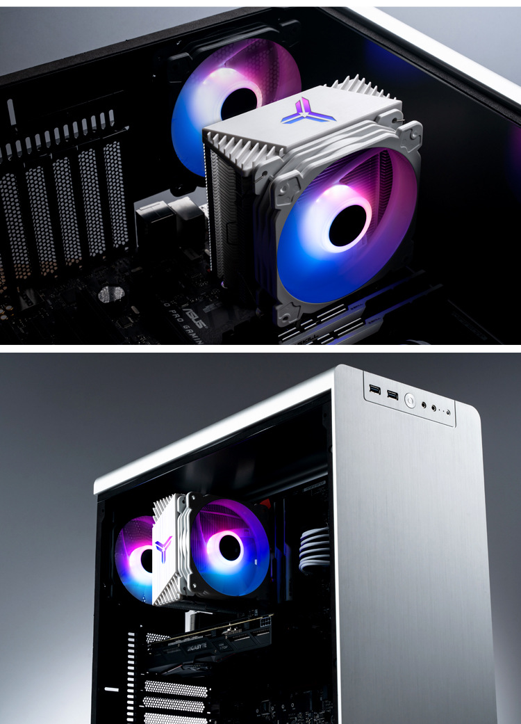 乔思伯cr1000白色cpu散热器i5 amd am4静音流光炫彩电脑cpu风扇