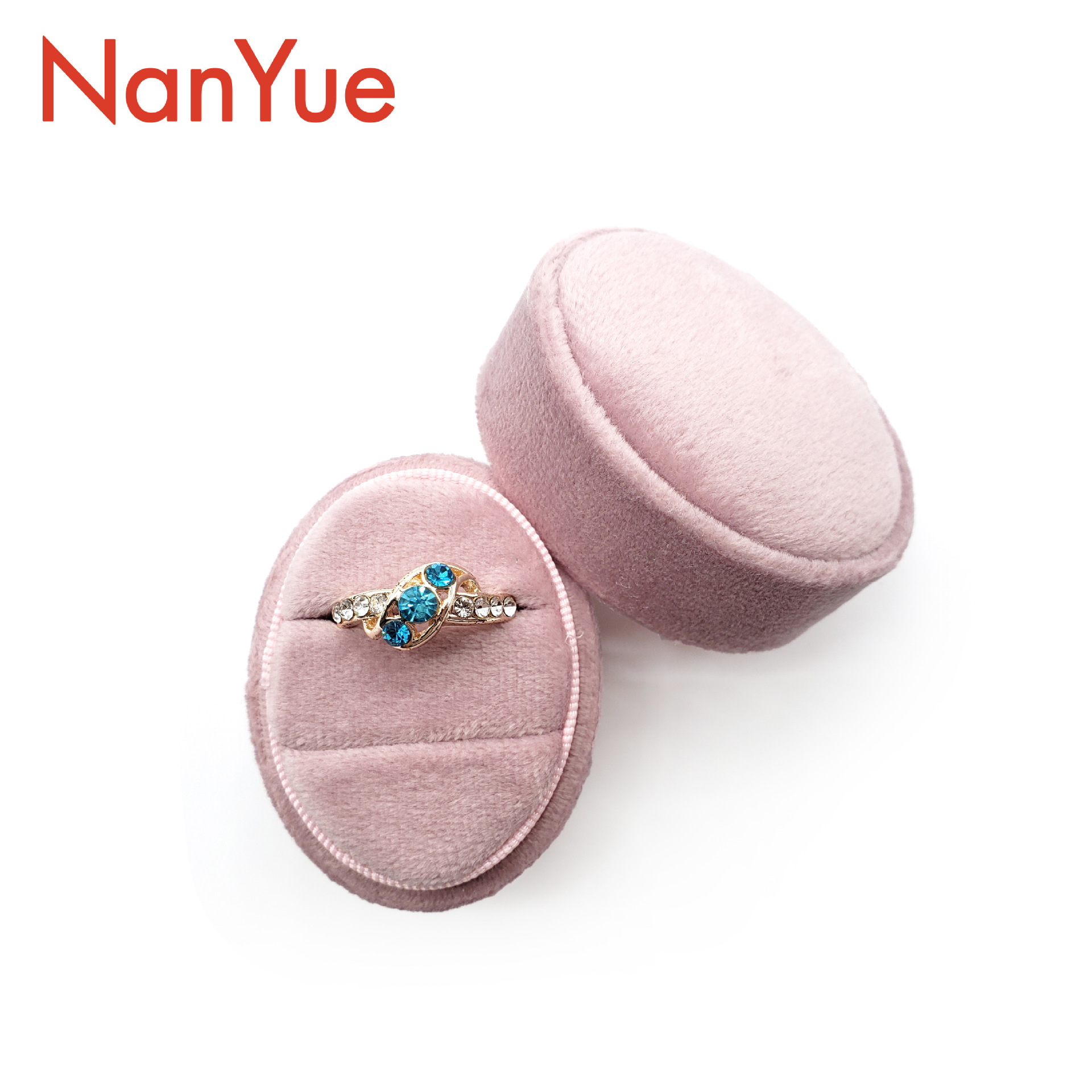 椭圆形戒指盒首饰盒复古天鹅绒戒指盒热销求婚戒指盒支持logo