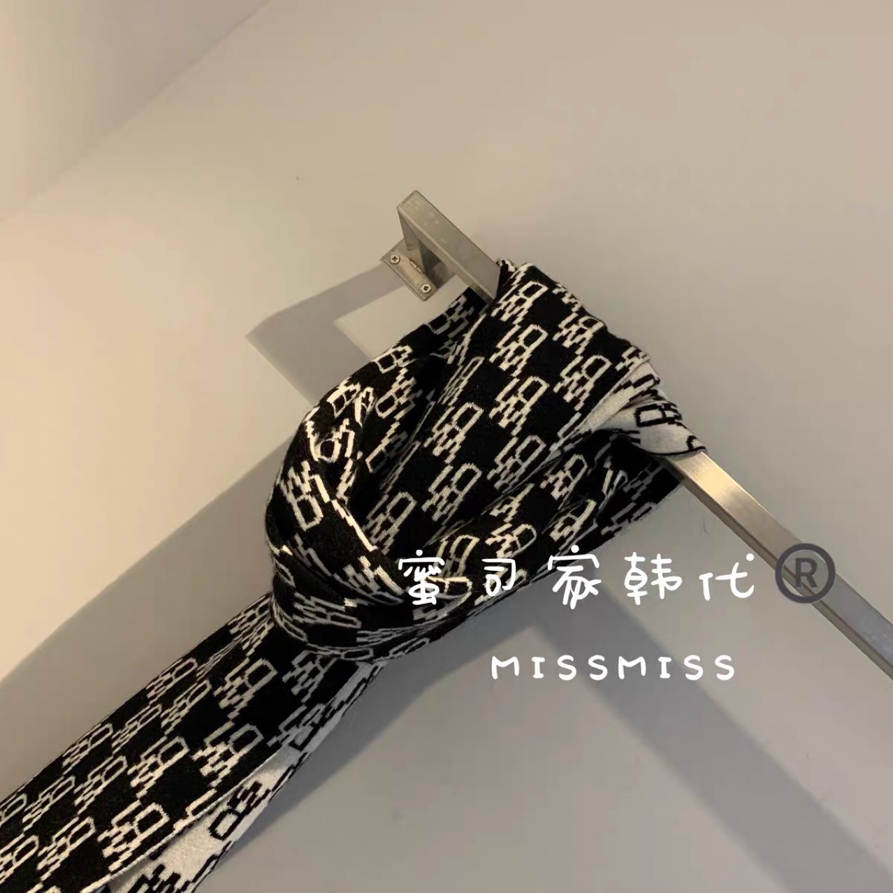 we11秋冬done双面羊绒限定款老花logo围巾gd权志龙明星同款围脖