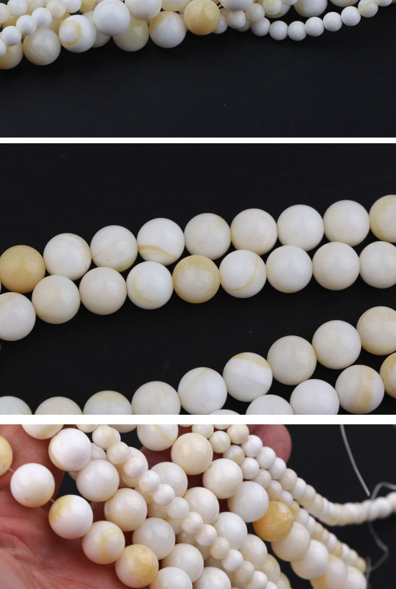 diy手工串珠 天然金丝贝半成品 金线贝半成品 圆珠串珠
