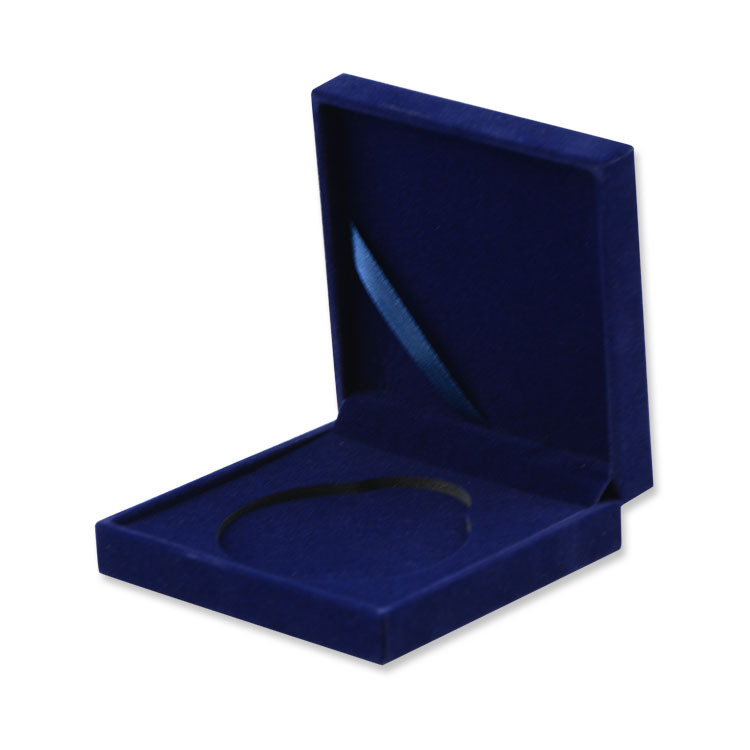 绒布盒定制勋章绒布盒金银章绒布盒方形徽章盒首饰盒logo定做