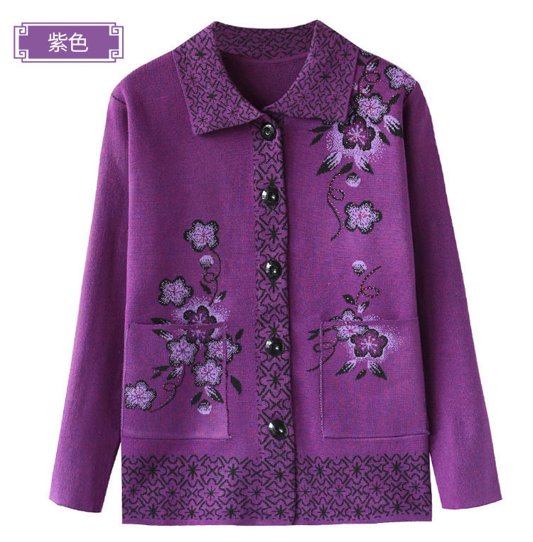 一件代发冬季妈妈装中老年女装毛衣外套奶奶装线衣针织开衫