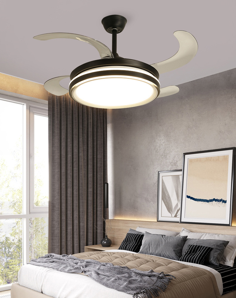 现代简约隐形风扇灯家用客厅卧室餐厅静音电扇吊灯led隐形风扇灯