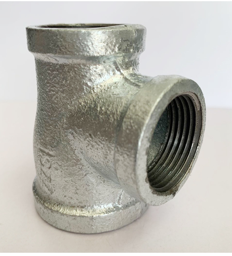 变径三通多规格中大侧大三通镀锌玛钢管件异径丝接中大三通现货