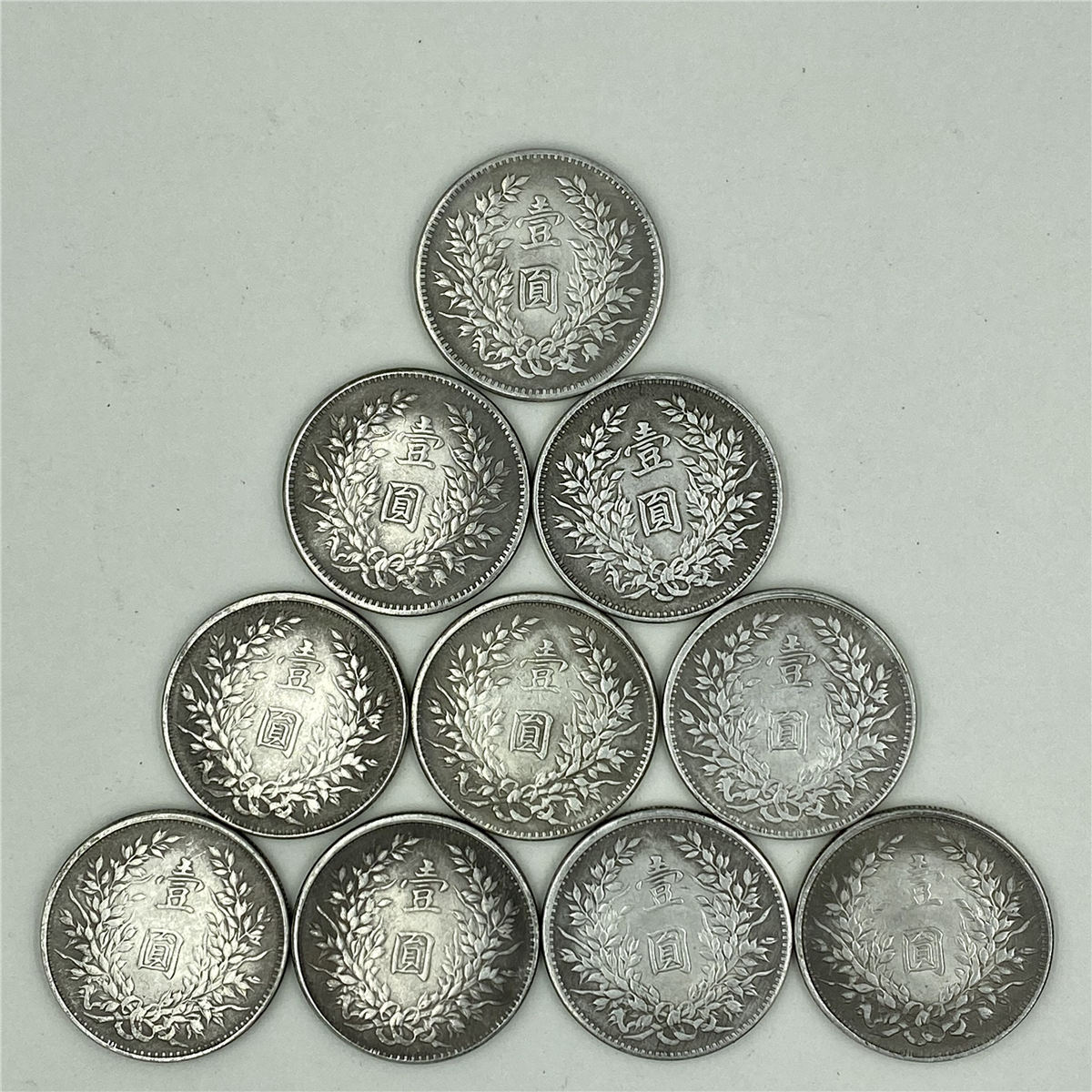 钱币铜镀银民国铜制袁大头民国元年到十年银元铜银元10枚一套