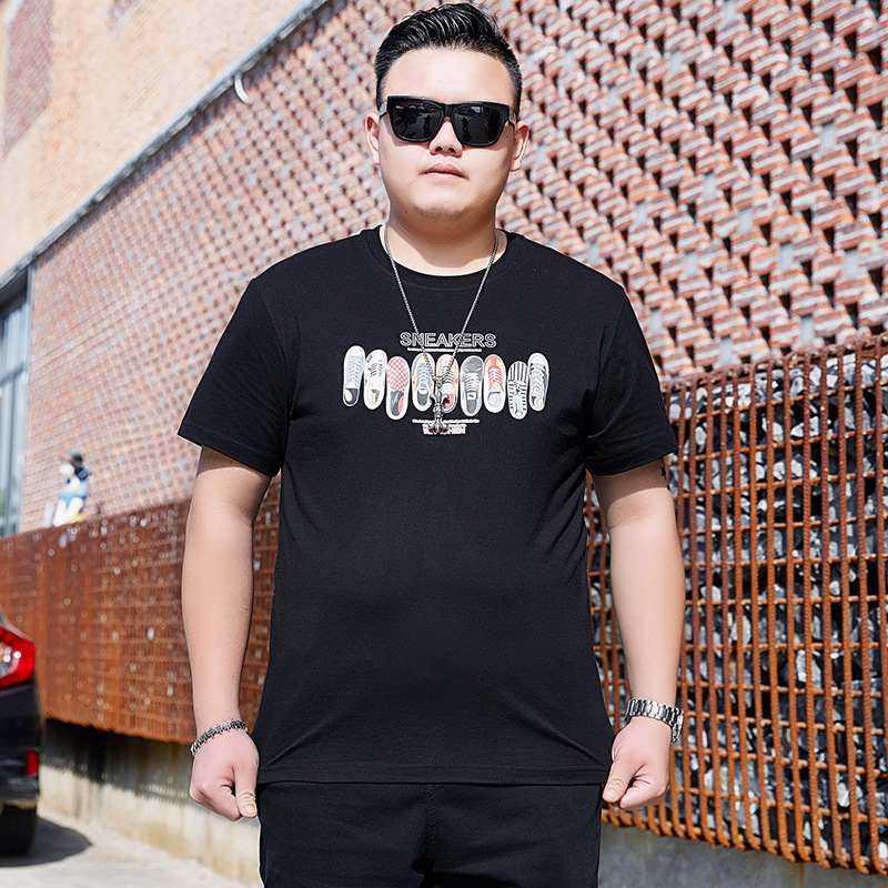 large size men‘s plus-sized plus-sized t-shirt fat summer thin short t loose overweight man short sleeve trendy casual large top