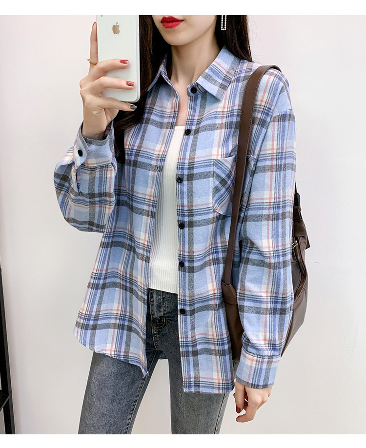 格子衬衫外套女装外穿春秋季2020新款百搭复古港味韩版宽松上衣潮