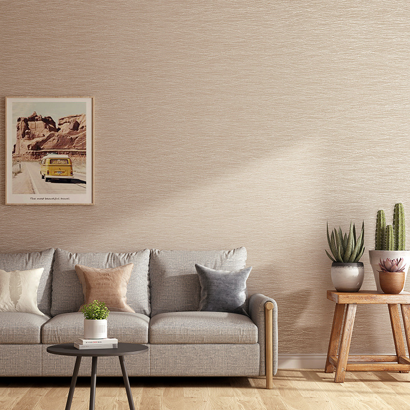 现代简约素色横纹蚕丝无缝墙布卧室客厅背景墙全屋纯色壁布墙布