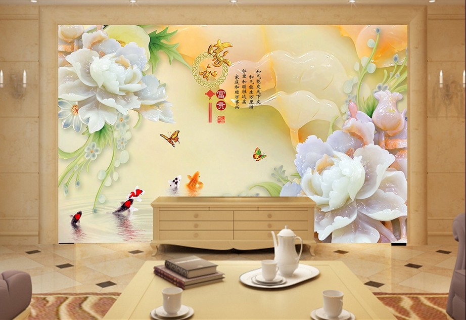 5d定制壁画墙纸中式3d立体电视背景墙壁纸8d客厅影视无缝墙布大气