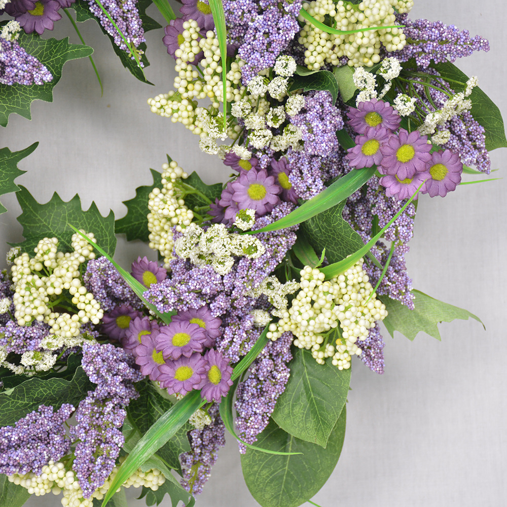 仿真薰衣草雏菊花环 春季装饰亚马逊货源家居门饰挂件 薰衣草花环