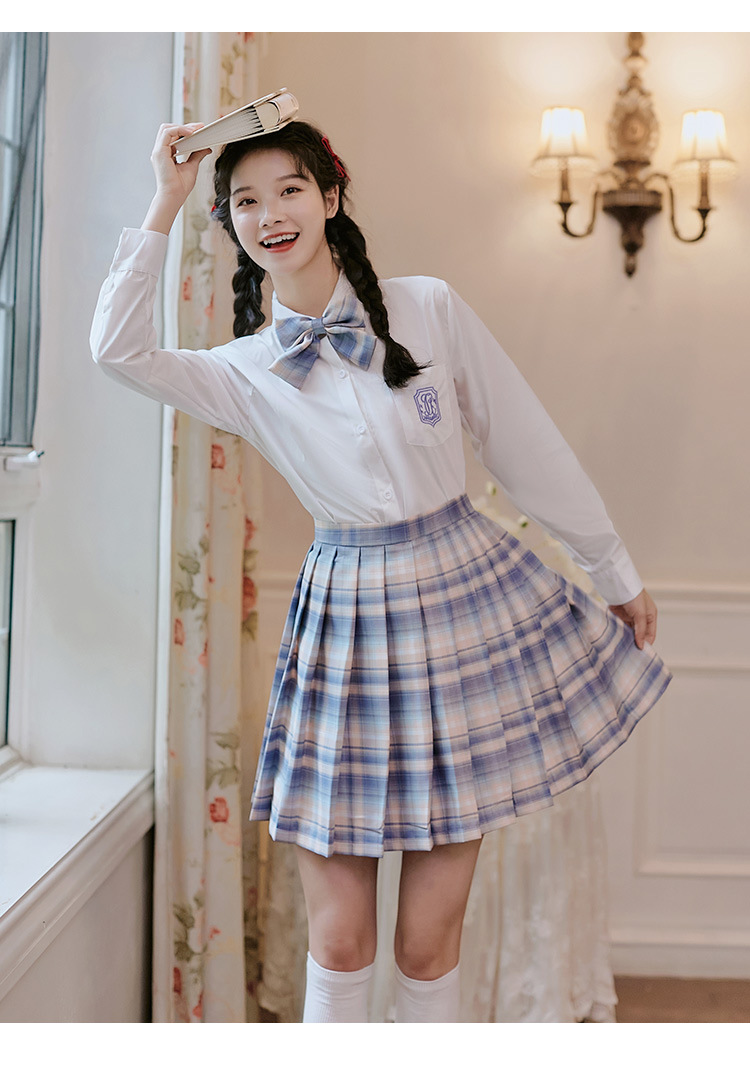 6015实拍原创长袖jk制服裙正版套装格子校园百褶裙学院风学生制服