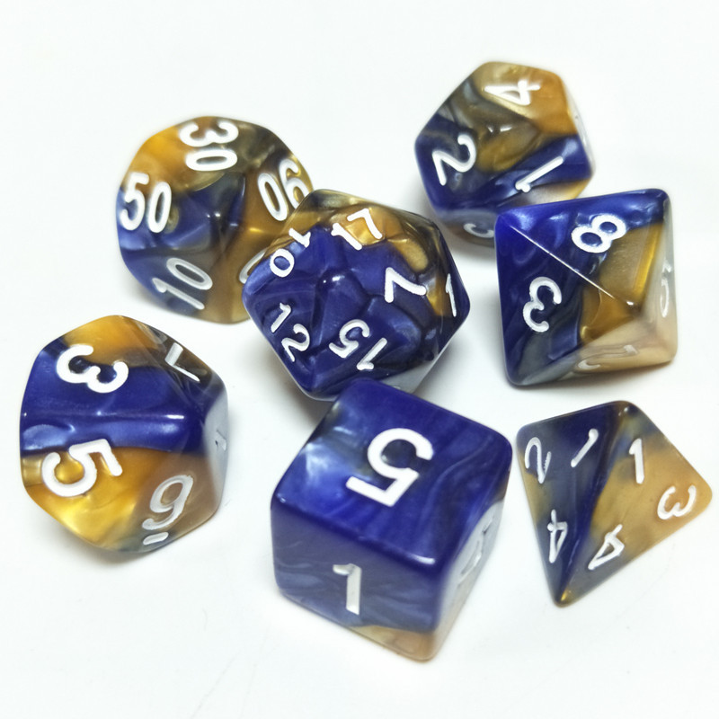 trpg龙与地下城桌游多面数字骰子 双色筛子7粒12面套装色子