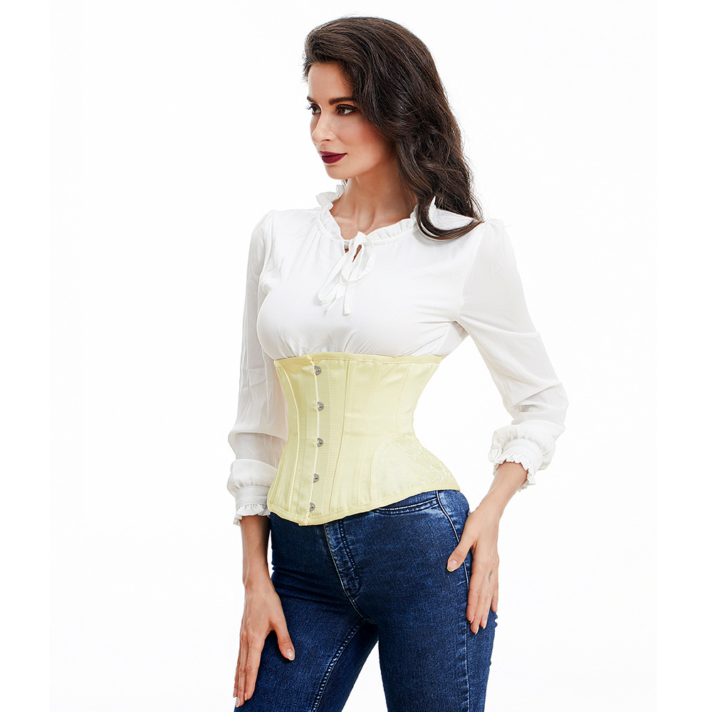 欧美宫廷塑身衣 提花弧形护跨沙漏束身衣 强力收腹塑身内衣corset