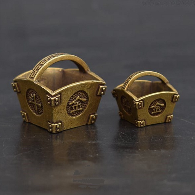 复古铜雕摆件金银斗小摆件黄铜挂件铜手把件仿古铜艺铜宠古玩铜器