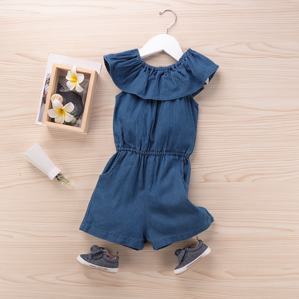 女宝宝儿童连体衣服中小童连体衣无袖束腰儿童连体裤装连体衣服