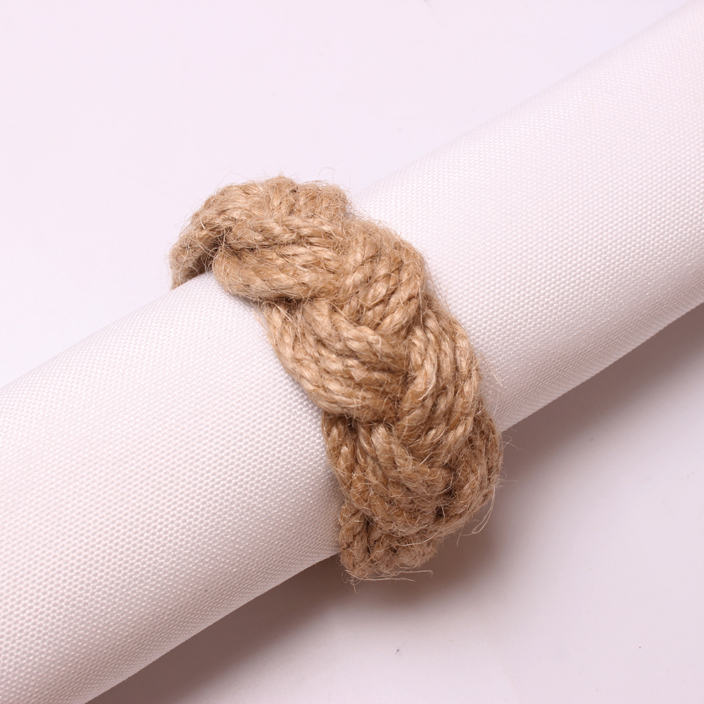 亚马逊现货藤编餐巾环绳编餐巾扣酒店西餐打蜡麻绳餐巾圈批发