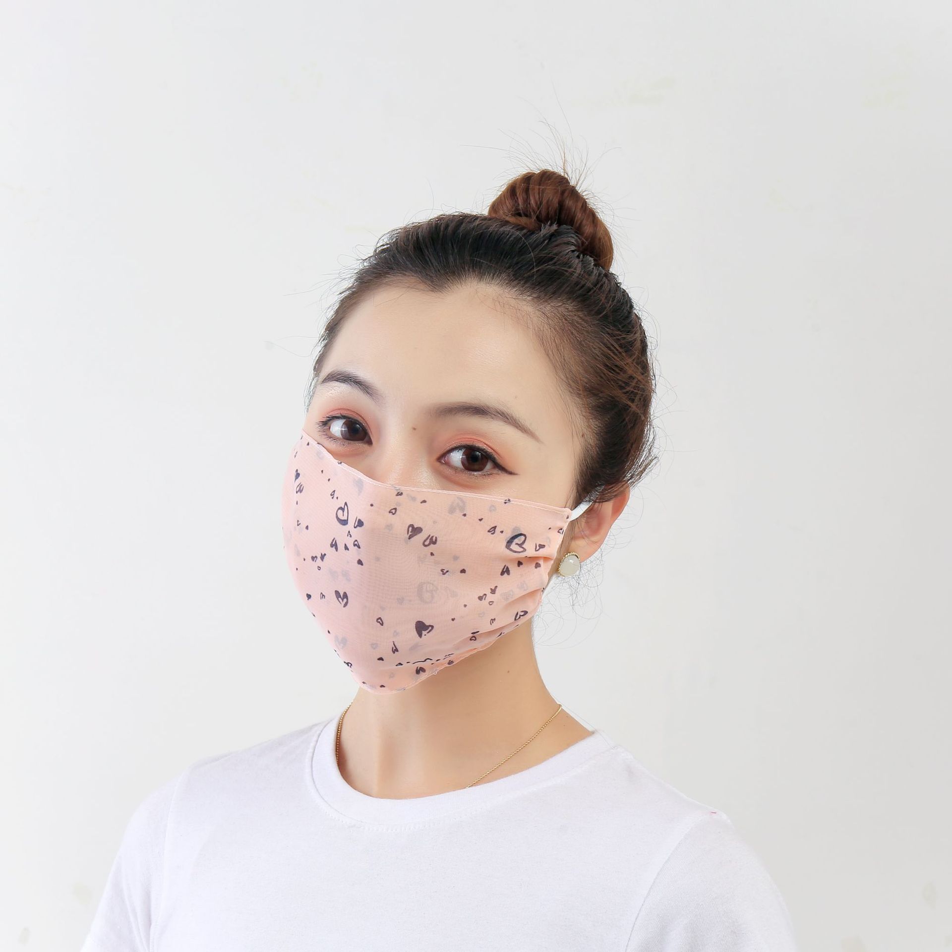 防晒布口罩 夏季爆款女士雪纺印花面罩轻薄透气防晒可清洗布口罩