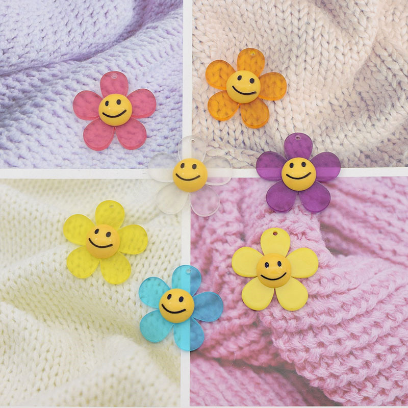 亚克力韩板磨砂笑脸花朵时尚手机链配件diy钥匙扣耳环挂件配饰