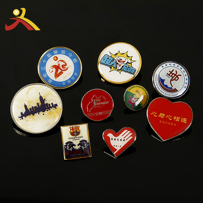 厂家定制锌合金珐琅金属徽章印刷滴胶徽章校徽胸章烤章纪念章
