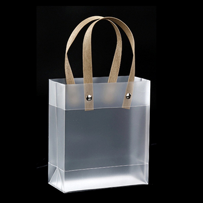 pvc透明手提袋礼品袋定制pp塑料拎袋磨砂防水服装伴手礼包装袋子-阿里