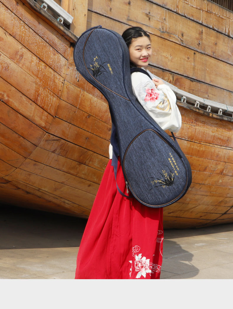 金川成人琵琶包牛津布加厚双肩背中国风梅花图案琵琶套袋c-6181a