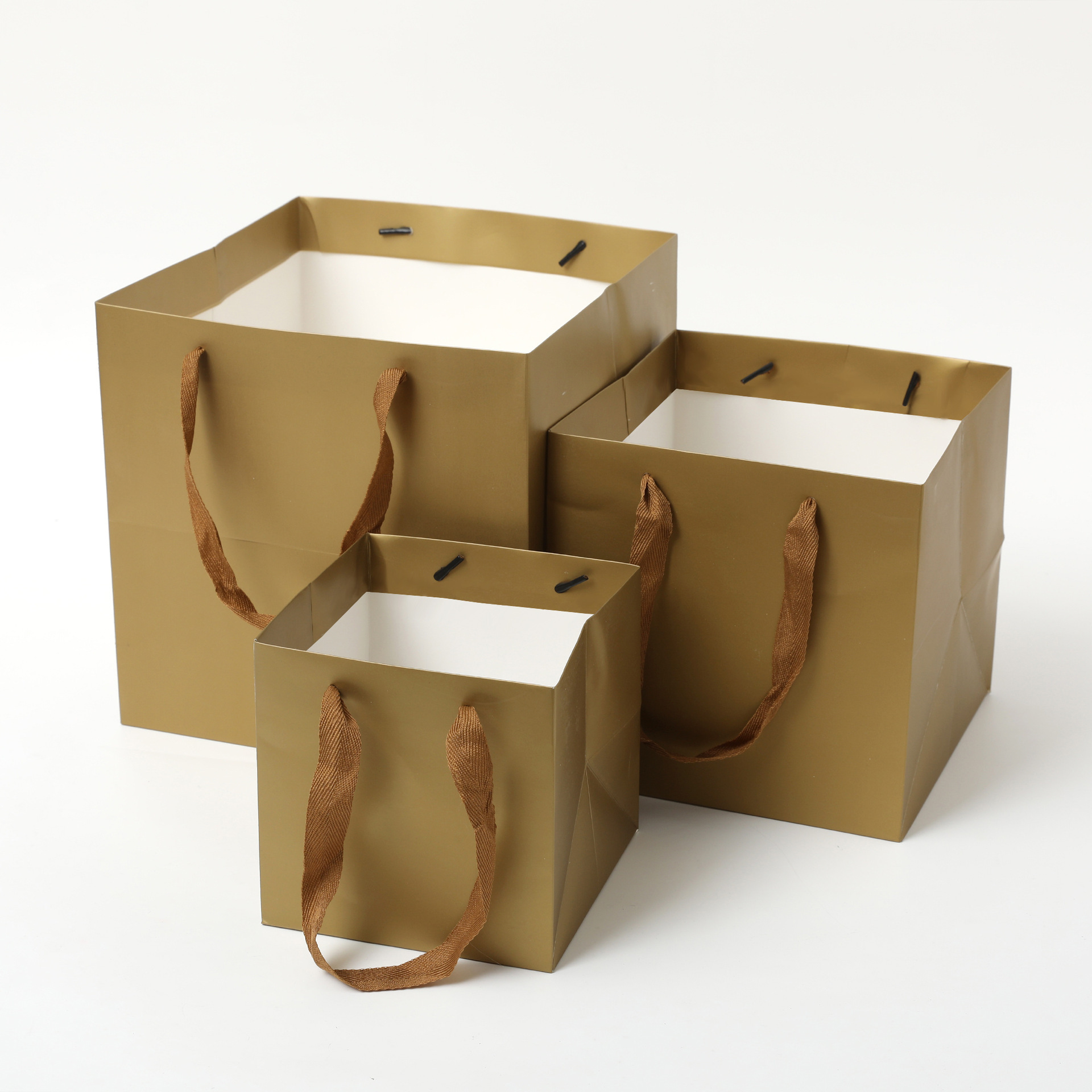 现货彩色白卡手提袋服装鲜花方底纸袋新年礼品袋手提袋子