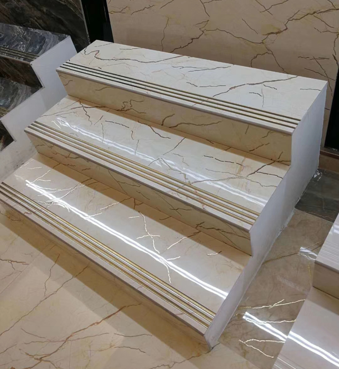 别墅楼梯踩步瓷砖金丝防滑踏步砖地砖大理石砖客厅梯级地板砖台阶