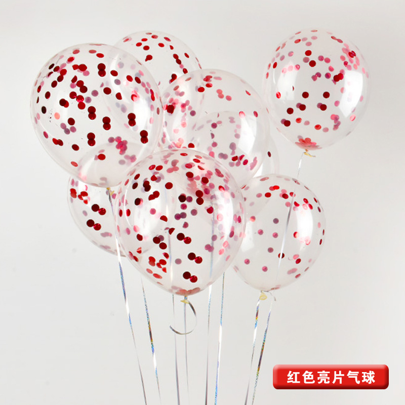 Cross-Border Instagram Mesh Red Rose Gold 12-Inch 2.8G Latex Sequins Paper Scrap Balloon Wedding Birthday Party Decorations