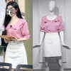 Youth Central Travels Star Same item Pink Doll collar jacket Short sleeved shirt white cowboy Half skirt Youth Central Travels Star Same item Pink Doll collar jacket Short sleeved shirt white cowboy Half skirt