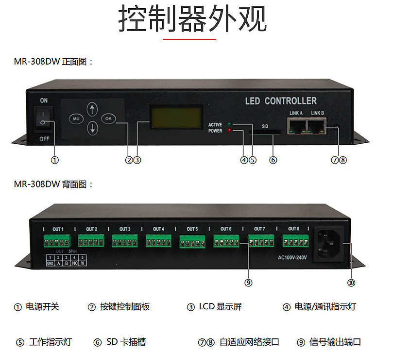 led舞台灯光麦爵士全彩dmx512酒吧madrix控台灯带幻彩灯光控制器