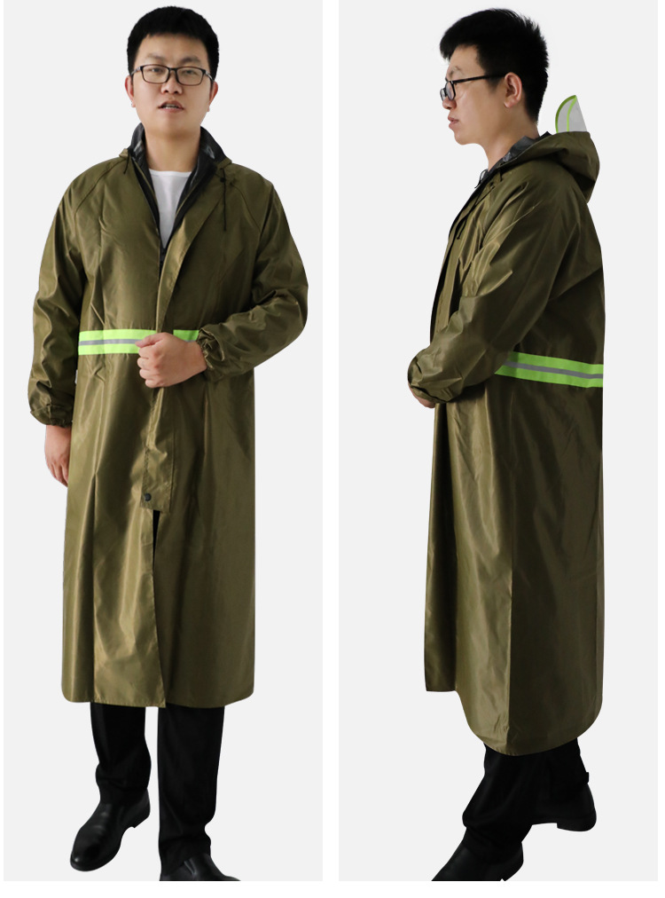 可印字成人雨衣牛津布长款 大褂式户外工地劳保反光连体雨衣批发