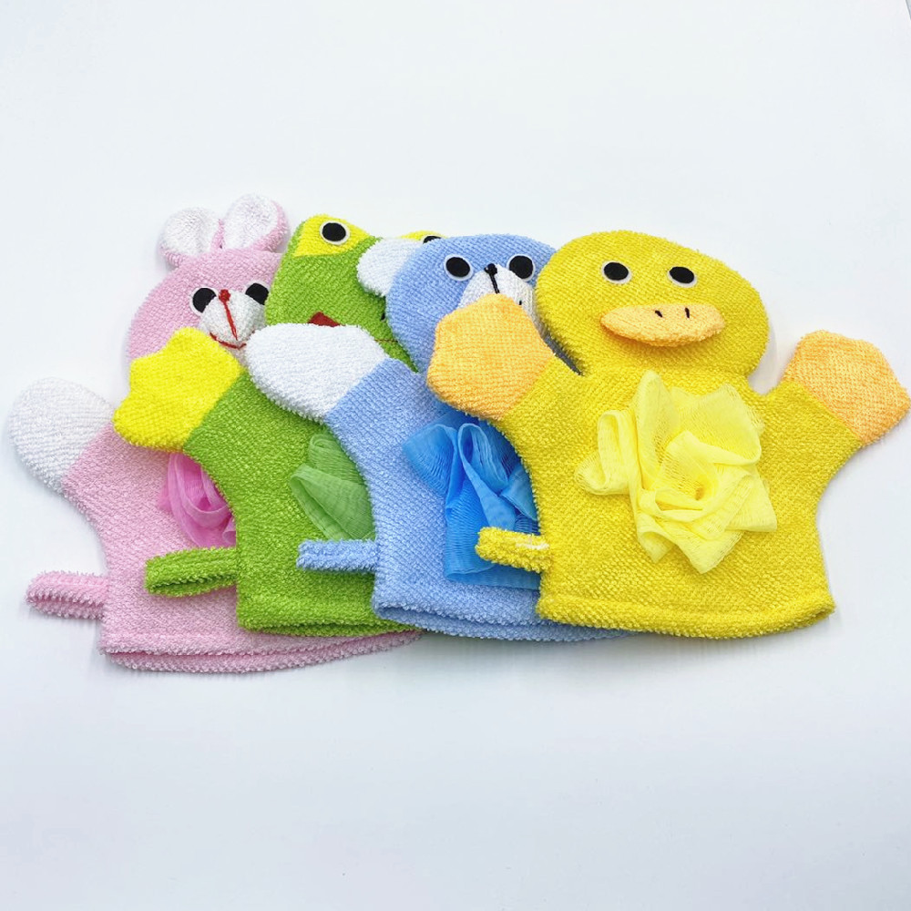 Children's Soft and Cute Bath Gloves without Hurting Skin Bath Flower Bath Ball New Cartoon Band Mesh Sponge Dual-Use Bath Gloves