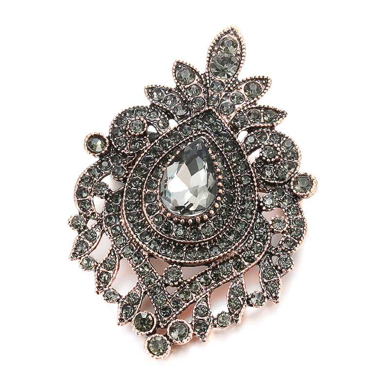 亚马逊wish印度哥特风格灰宝石胸针复古土耳其胸花服装配饰批发