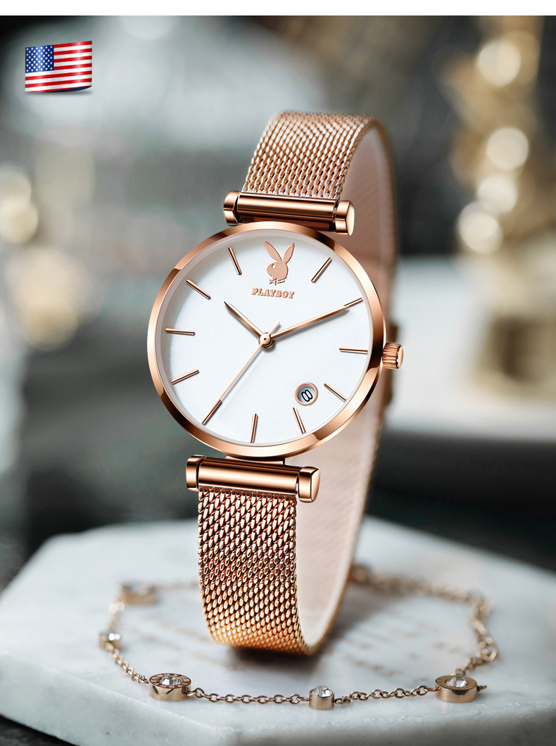 playboy花花公子抖音爆款手表礼盒套装石英表防水手表女士女表潮